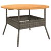 vidaXL Garden Table Grey PE rattan, solid acacia wood, powder-coated steel