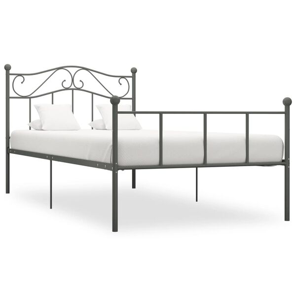 vidaXL Bed Frame Grey Metal Twin Durable Bed Frame Rectangular
