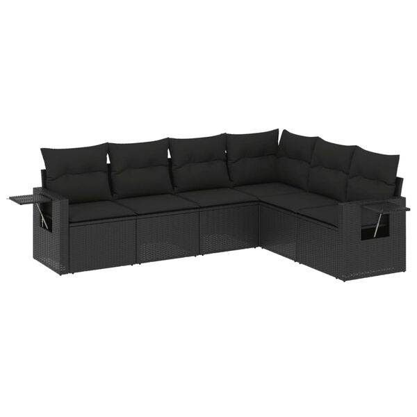 vidaXL Garden Sofa Set Black PE rattan, powder-coated steel, polyester