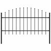 vidaXL Garden Fence with Spear Top Steel 66.9x49.2" Black
