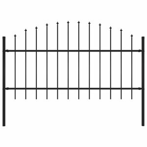 vidaXL Garden Fence with Spear Top Steel 71.3"x49.2" Black