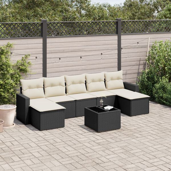 vidaXL Garden Sofa Set Black, Cream