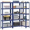 vidaXL 5-Layer Storage Shelves 3 pcs Blue Steel&Engineered Wood