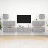 vidaXL TV Cabinet Set Set of 7 Concrete Gray Engineered Wood Medium