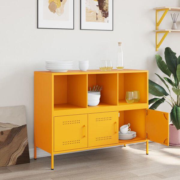 vidaXL Sideboard Mustard Yellow Cold-rolled Steel Standard