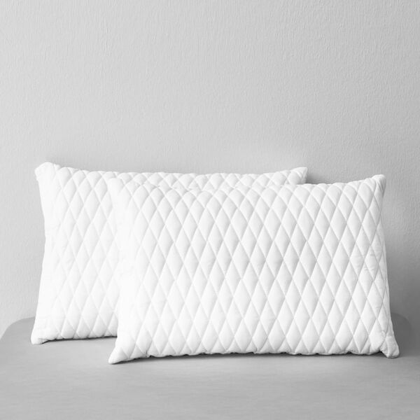 vidaXL Pillow Set of 2 White Memory foam flakes and 100% polyester