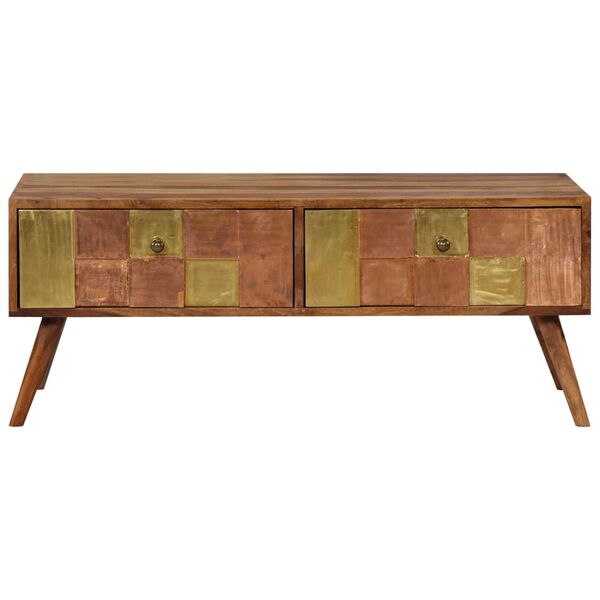vidaXL Coffee Table Honey Solid Wood 39.4x19.7x15.4 in Decorative Inlays