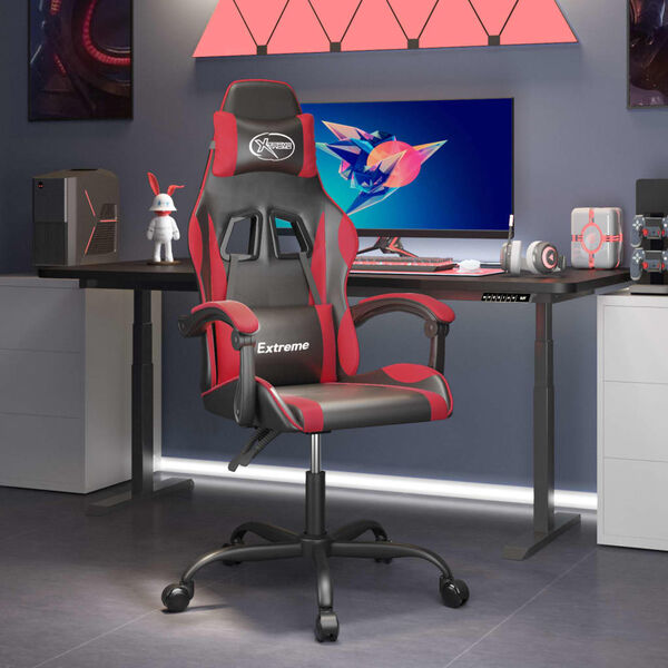 vidaXL Gaming Chair Black and Red Faux Leather
