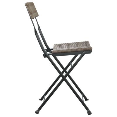 vidaXL Folding Bistro Chairs 2 pcs Gray Poly Rattan and Steel
