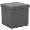 vidaXL Storage Stool Set of 2 Dark Grey Faux linen, MDF, foam Medium