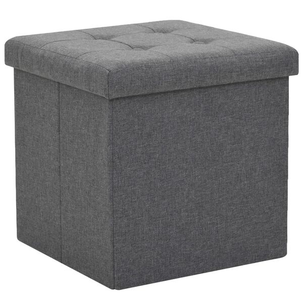 vidaXL Storage Stool Set of 2 Dark Grey Faux linen, MDF, foam Medium