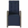 vidaXL Reclining Garden Chair Grey and Navy Blue Poly Rattan Regular