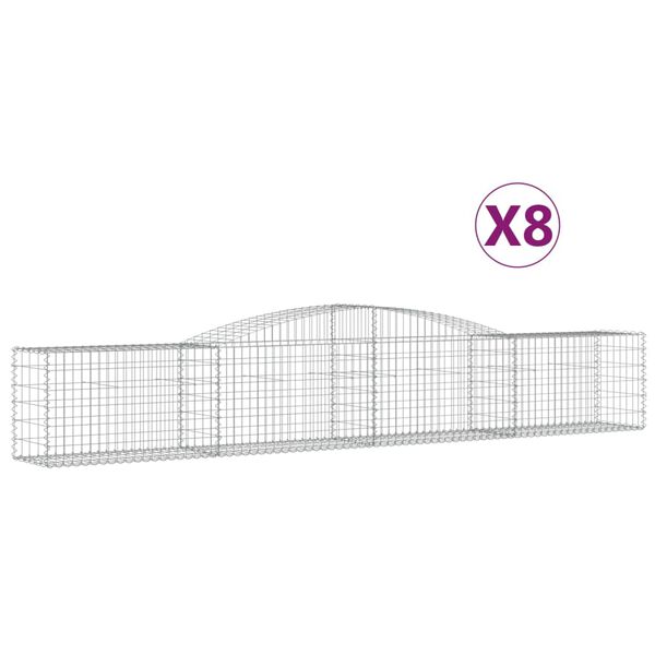 vidaXL Gabion Basket Set of 8 Silver Galvanized Steel