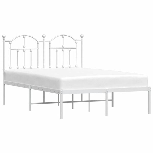 vidaXL Bed Frame White Steel Small Double Bed Frame Rectangular