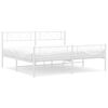vidaXL Metal Bed Frame White Powder-Coated Steel Double Bed