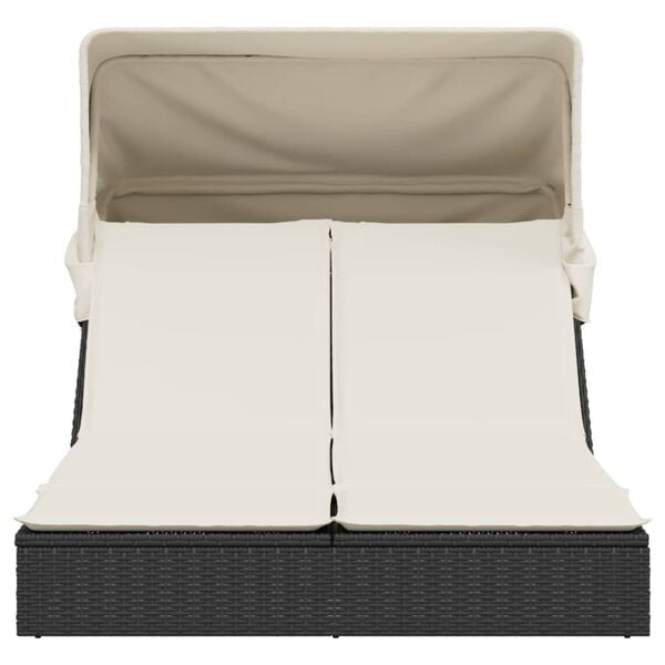 vidaXL Double Sun Lounger Black, Cream White