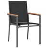 vidaXL Garden Chair Set of 4 Black Textilene, powder-coated steel, WPC