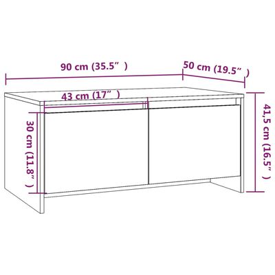 vidaXL Coffee Table Concrete Gray 35.4"x19.7"x16.3" Chipboard