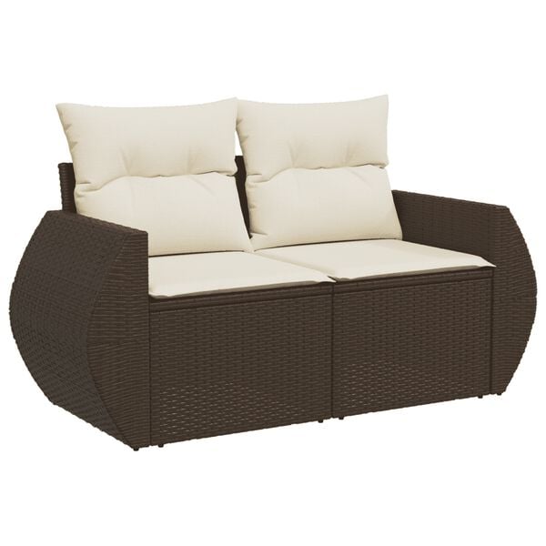 vidaXL Garden Sofa Set Brown PE Rattan Large Modular Garden Sofa Set