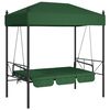 vidaXL Garden Swing Bench Green Powder-Coated Steel Large