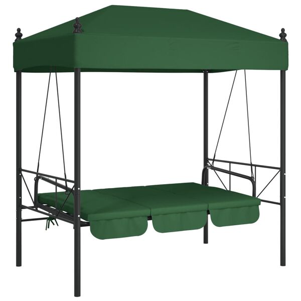 vidaXL Garden Swing Bench Green Powder-Coated Steel Large