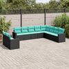 vidaXL Garden Sofa Set Black and Blue PE rattan Large Modular