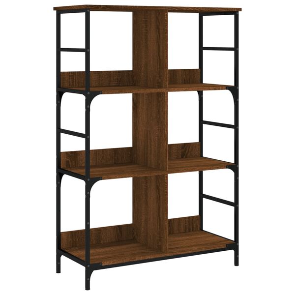 vidaXL Bookshelf Brown Oak Engineered Wood and Steel Medium Bookshelf
