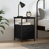 vidaXL Bedside Cabinet Black Engineered Wood, Iron Small Adjustable Feet