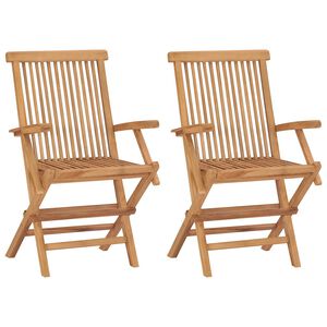 vidaXL Garden Chair Set of 2 Teak Solid Teak Wood Standard Foldable