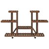 vidaXL Flower Stand With Wheels Carbonised brown Carbonised fir wood