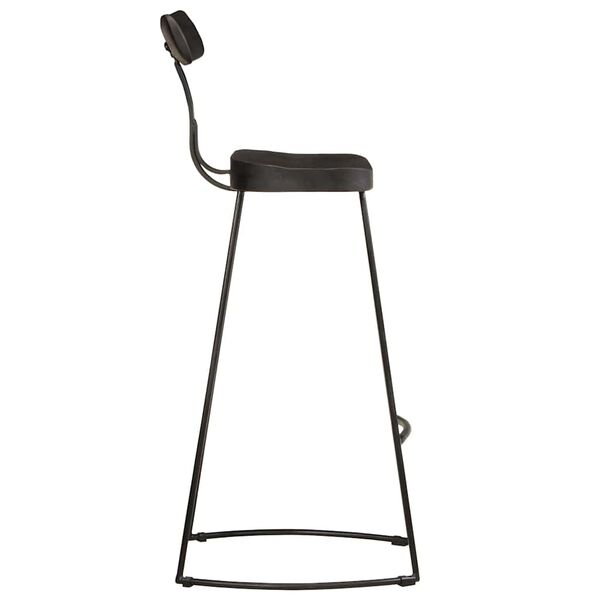 vidaXL Bar Stool Set of 2 Black Solid mango wood, iron Medium Footrest