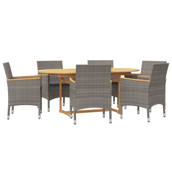 vidaXL Patio Dining Set Set of 6 Gray