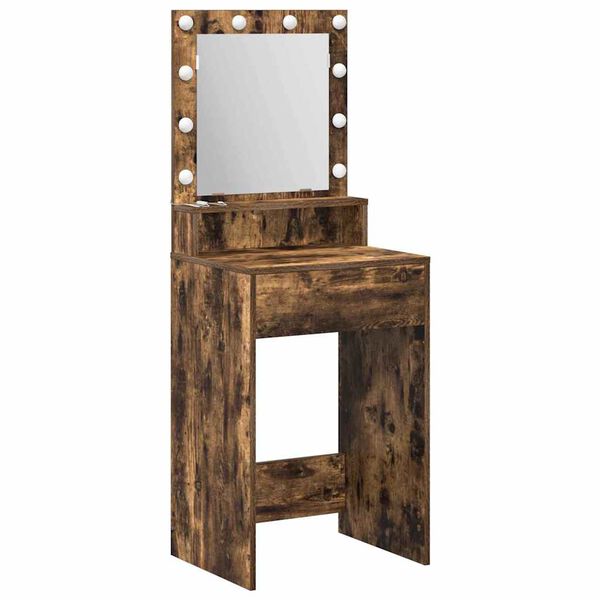 vidaXL Dressing Table with Shelf Smoked Oak 19.69 x 16.14 x 53.15 in