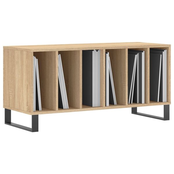 vidaXL Record Cabinet Sonoma Oak Engineered Wood, Iron Medium
