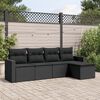 vidaXL Garden Sofa Set Black PE rattan, powder-coated steel 5-piece set