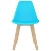 vidaXL Dining Chair Set of 6 Blue Polypropylene, Beechwood Ergonomic