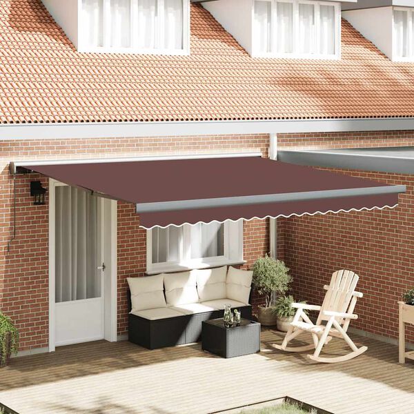 vidaXL Retractable Awning Brown Powder-coated aluminum Large Retractable