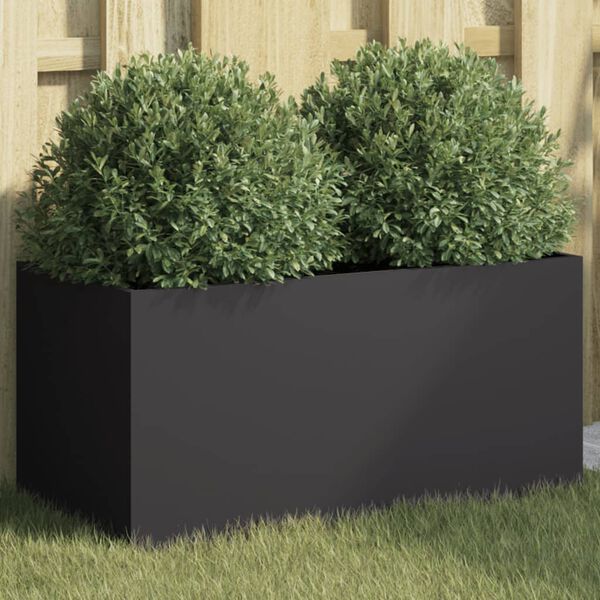 vidaXL Planter Black Cold-rolled steel Medium Durable Planter