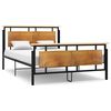 vidaXL Bed Frame Black, Oak Solid oak wood, powder-coated metal, MDF