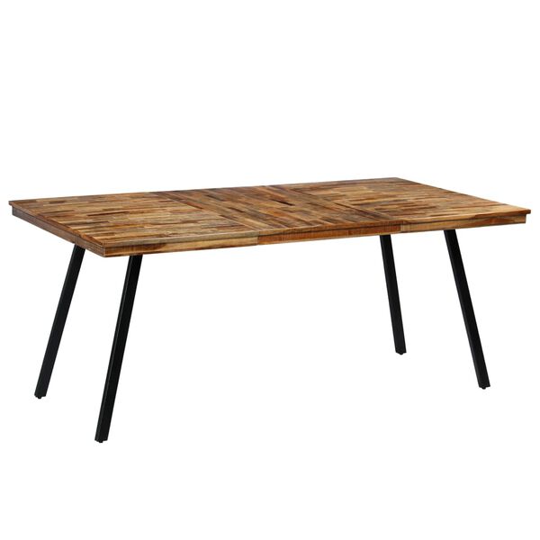 vidaXL Dining Table Natural wood color and black Reclaimed teak and steel