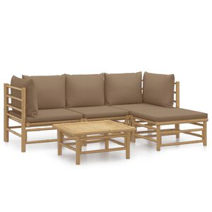 vidaXL Garden Lounge Set Taupe Bamboo Large Modular Garden Lounge Set