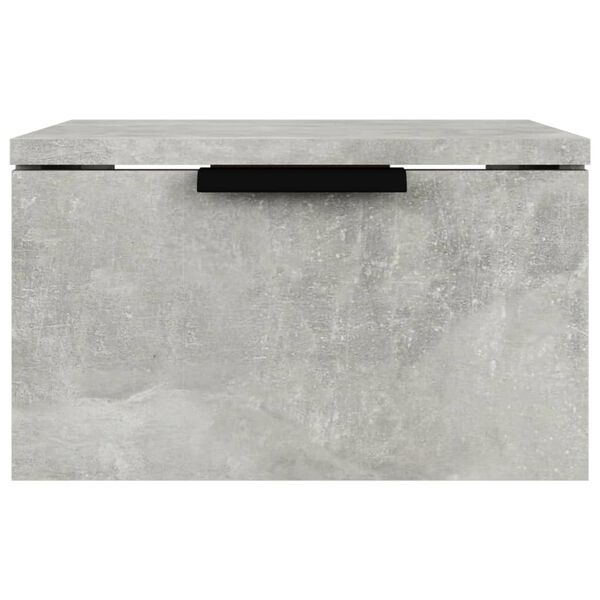 vidaXL Wall-mounted Bedside Cabinet Concrete grey Engineered wood Compact