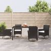 vidaXL 5 Piece Patio Dining Set with Cushions Black Poly Rattan