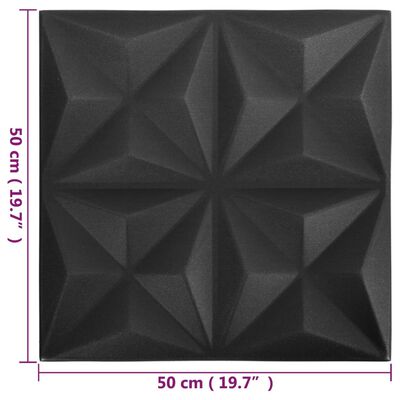 vidaXL 3D Wall Panels 48 pcs 19.7"x19.7" Origami Black 129.2 ft²