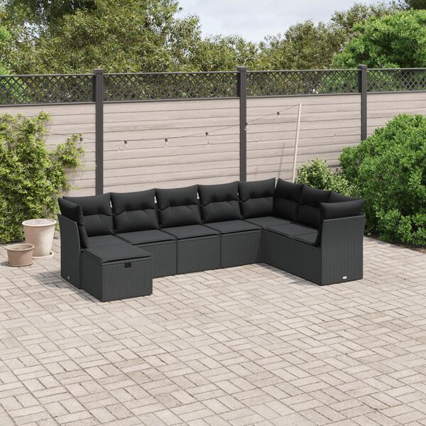 vidaXL Garden Sofa Set Black Poly Rattan, Powder-Coated Steel L Modular