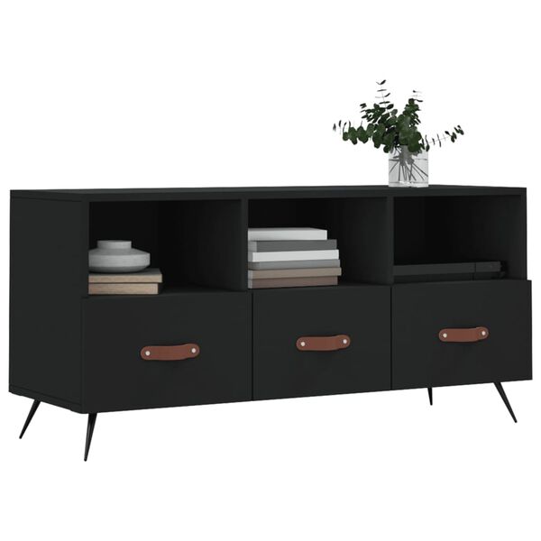 vidaXL TV Cabinet Black Engineered wood Medium TV Cabinet Rectangular
