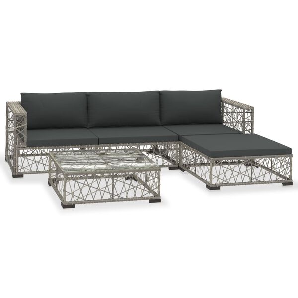 vidaXL Patio Lounge Set Set of 5 Grey