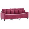 vidaXL 3-Seater Sofa with Footstool Wine Red 70.9" Velvet