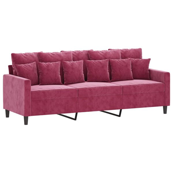 vidaXL 3-Seater Sofa with Footstool Wine Red 70.9" Velvet
