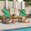 vidaXL Beach Chair Green Solid eucalyptus wood, 100% polyester fabric